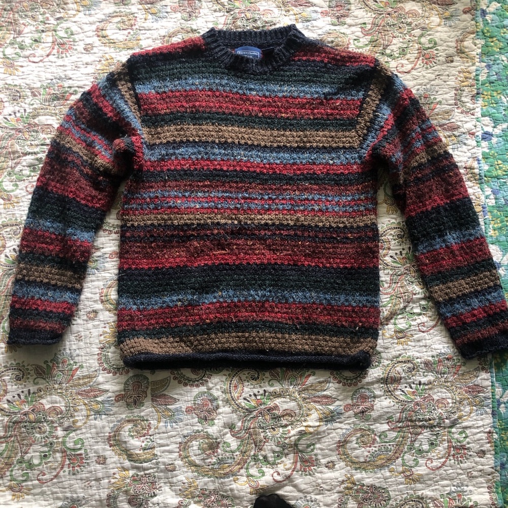 Thick, warm, and cozy vintage striped knit sweater
